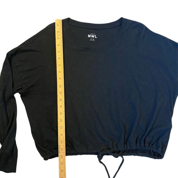 Madewell Women's Long Sleeve Black Top w/ Drawstring Hem Size M Casual - Picture 4 of 9